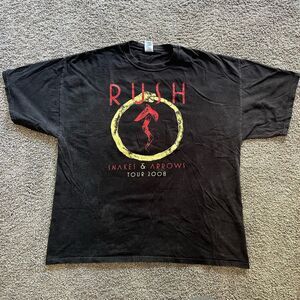 Vintage 2008 Rush Snake & Arrows Tour T Shirt M&O Knits Band Tee Size 2XL